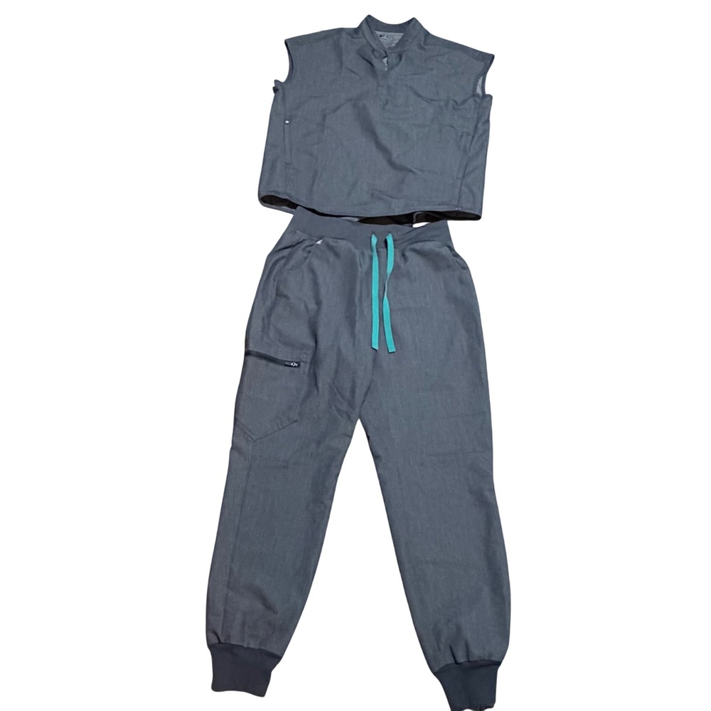 FIGS Graphite Scrub Set Rafaela Top sz XXS Zamora Jogger Pants sz S Petite Nurse